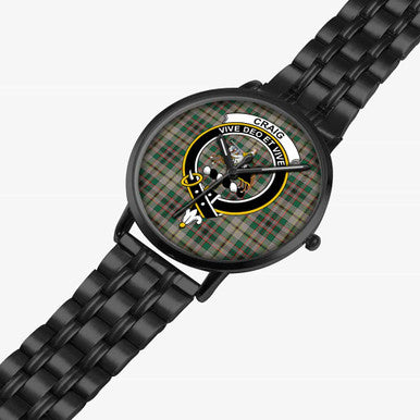 Scottish Craig Clan Crest Tartan Instafamous Steel Quartz Watches Tartan Plaid Black 2