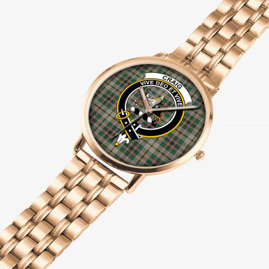 Scottish Craig Clan Crest Tartan Instafamous Steel Quartz Watches Tartan Plaid Rose Gold 2