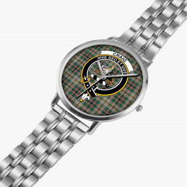 Scottish Craig Clan Crest Tartan Instafamous Steel Quartz Watches Tartan Plaid Silver 2