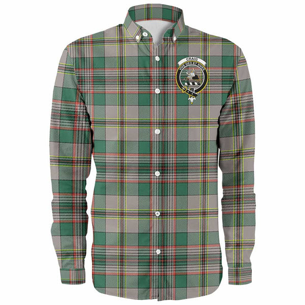 Scottish Craig Clan Crest Tartan Long Sleeve Shirt Front Side Tartan Plaid