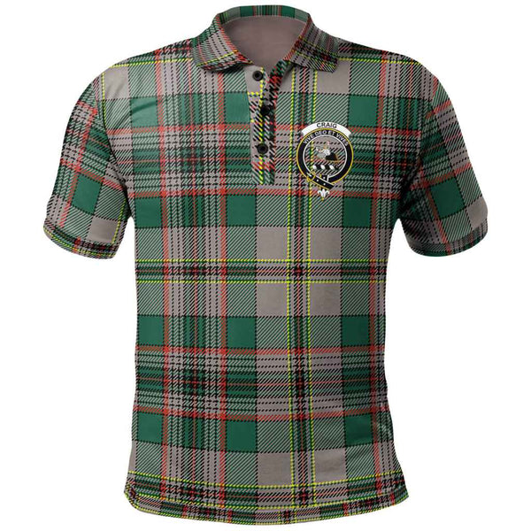 Scottish Craig Clan Crest Tartan Polo Shirt Front Side Tartan Plaid