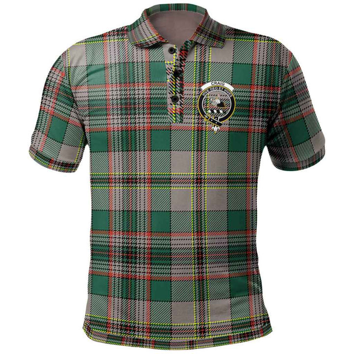 Scottish Craig Clan Crest Tartan Polo Shirt Front Side Tartan Plaid