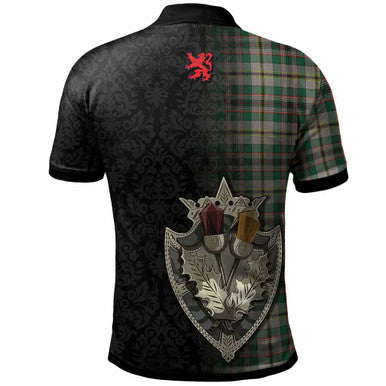 Scottish Craig Clan Crest Tartan Polo Shirt - Half Thistle Flowers Celtic Design Back Side Tartan Plaid