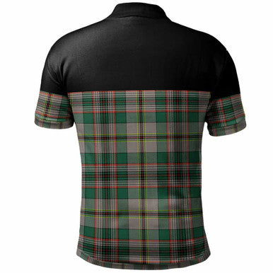 Scottish Craig Clan Crest Tartan Polo Shirt - Horizontal Style Back Side Tartan Plaid