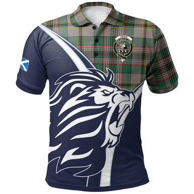 Scottish Craig Clan Crest Tartan Polo Shirt - Scottish Flag With Lion Front Side Tartan Plaid
