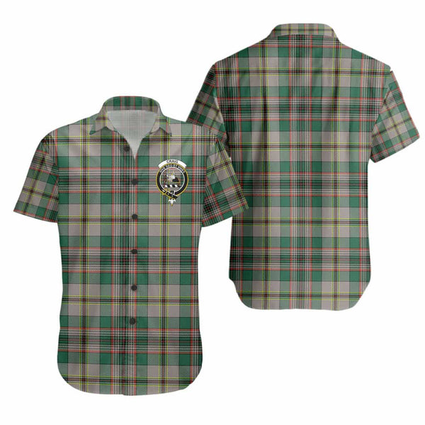 Scottish Craig Clan Crest Tartan Short Sleeve Shirt Tartan Plaid