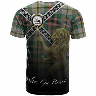 Scottish Craig Clan Crest Tartan T-Shirt - Celtic With Scotland Lion Back Side Tartan Plaid