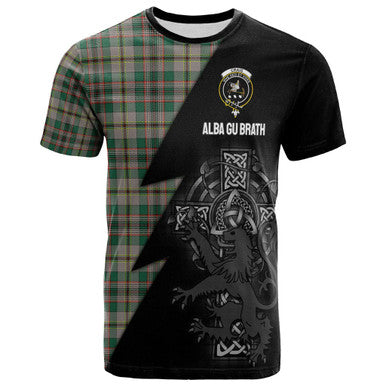 Scottish Craig Clan Crest Tartan T-Shirt - Lion Rampant Celtic Cross Flash Style Front Side Tartan Plaid