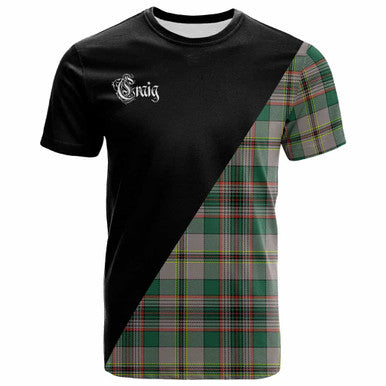 Scottish Craig Clan Crest Tartan T-Shirt - Military Logo Front Side Tartan Plaid