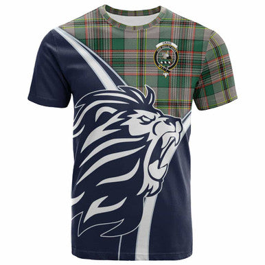 Scottish Craig Clan Crest Tartan T-Shirt - Scottish Flag With Lion Front Side Tartan Plaid