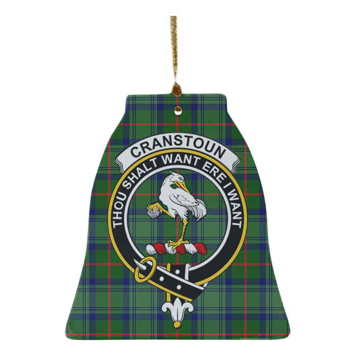 Scottish Cranstoun Clan Crest Tartan Ceramic Ornament Bell Shape Tartan Plaid