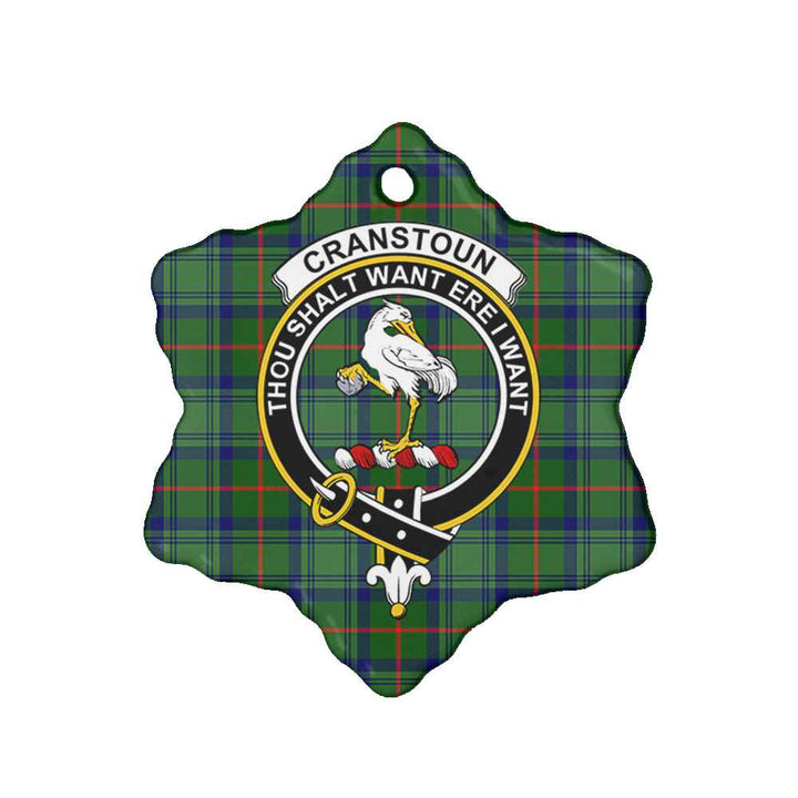 Scottish Cranstoun Clan Crest Tartan Ceramic Ornament Snow Flake Shape Tartan Plaid