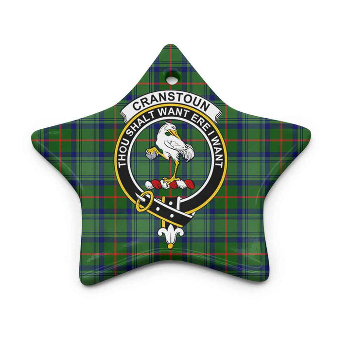 Scottish Cranstoun Clan Crest Tartan Ceramic Ornament Star Shape Tartan Plaid