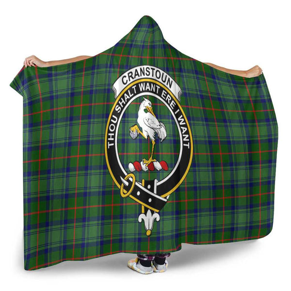 Scottish Cranstoun Clan Crest Tartan Hooded Blanket Tartan Plaid 2