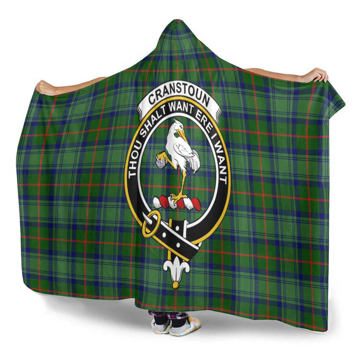 Scottish Cranstoun Clan Crest Tartan Hooded Blanket Tartan Plaid 3