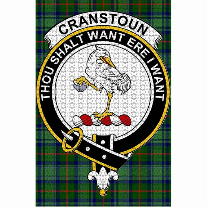 Scottish Cranstoun Clan Crest Tartan Jigsaw Puzzle 1