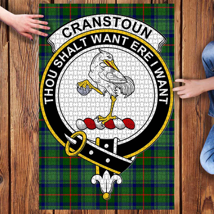 Scottish Cranstoun Clan Crest Tartan Jigsaw Puzzle 3