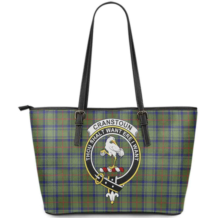 Scottish Cranstoun Clan Crest Tartan Leather Tote Tartan Plaid