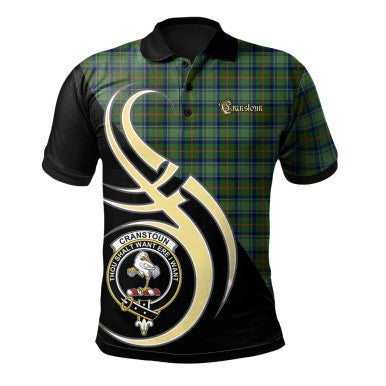 Scottish Cranstoun Clan Crest Tartan Polo Shirt Believe in Me Front Side Tartan Plaid