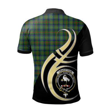 Scottish Cranstoun Clan Crest Tartan Polo Shirt Believe in Me Back Side Tartan Plaid