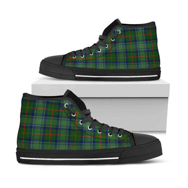 Scottish Cranstoun Clan Tartan High Top Shoes Black Sole Tartan Plaid