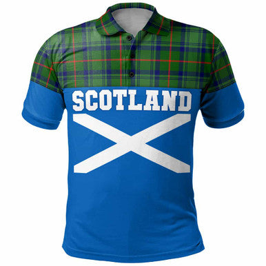 Scottish Cranstoun Clan Tartan Polo Shirt - Lion Rampant of Scotland With Flag Front Side Tartan Plaid