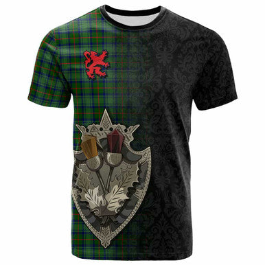 Scottish Cranstoun Clan Tartan T-Shirt - Half Thistle Flowers Celtic Design Front Side Tartan Plaid