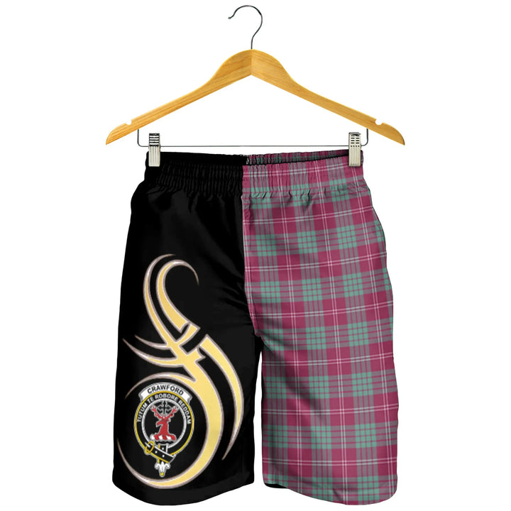 Scottish Crawford Ancient Clan Crest Tartan Believe in Me Men's Shorts