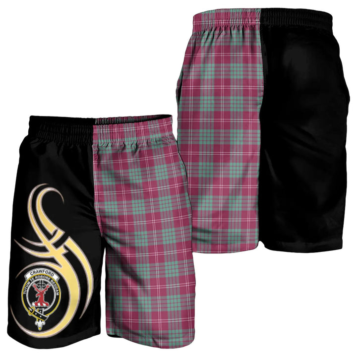 Scottish Crawford Ancient Clan Crest Tartan Believe in Me Men's Shorts
