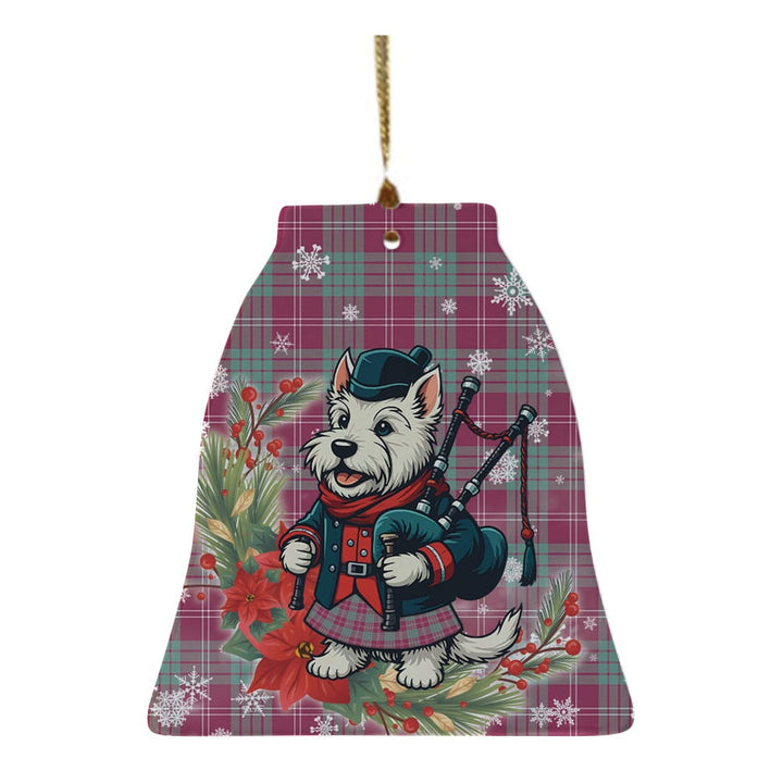 Scottish Crawford Ancient Clan Tartan Ceramic Ornament Cute Scottish Terrier Dog Bell Style Tartan Plaid