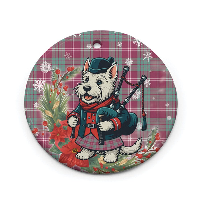 Scottish Crawford Ancient Clan Tartan Ceramic Ornament Cute Scottish Terrier Dog Circle Style Tartan Plaid