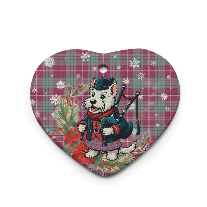 Scottish Crawford Ancient Clan Tartan Ceramic Ornament Cute Scottish Terrier Dog Heart Style Tartan Plaid