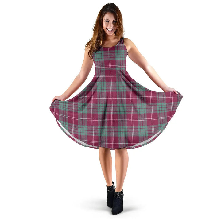 Scottish Crawford Ancient Clan Tartan Women Midi Dress