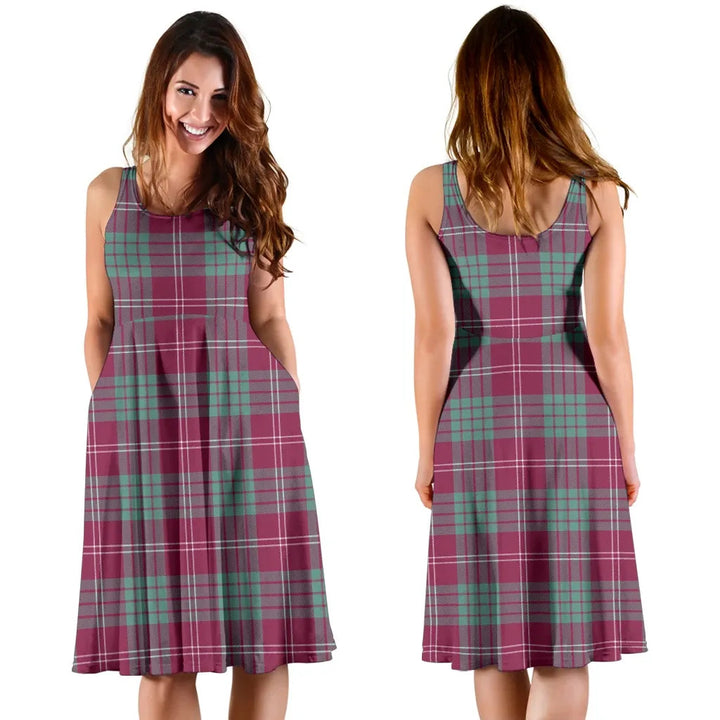 Scottish Crawford Ancient Clan Tartan Women Midi Dress