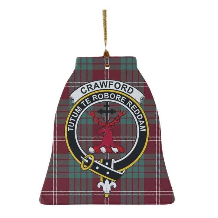 Scottish Crawford Clan Crest Tartan Ceramic Ornament Bell Shape Tartan Plaid