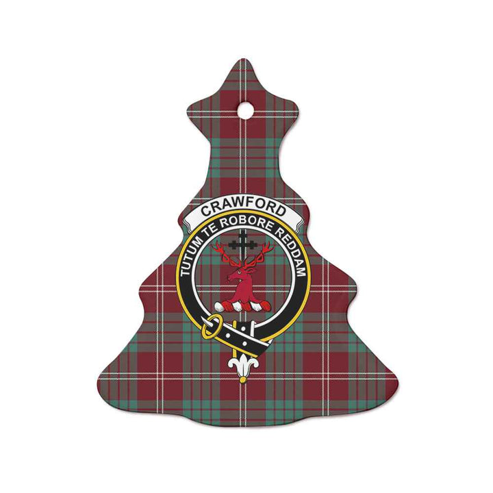 Scottish Crawford Clan Crest Tartan Ceramic Ornament Tree Shape Tartan Plaid