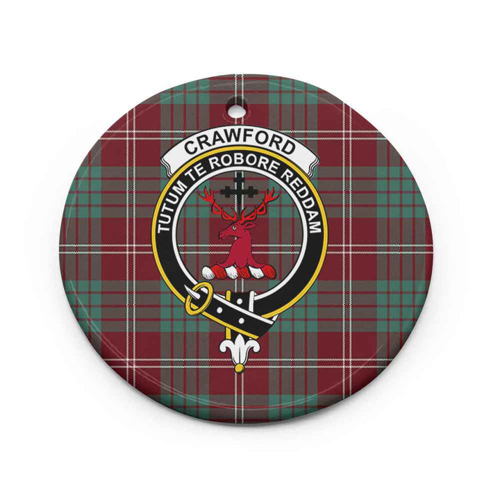 Scottish Crawford Clan Crest Tartan Ceramic Ornament Circle Shape Tartan Plaid