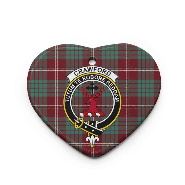 Scottish Crawford Clan Crest Tartan Ceramic Ornament Heart Shape Tartan Plaid
