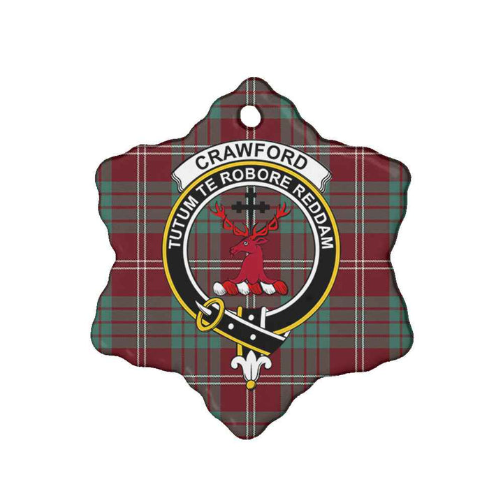 Scottish Crawford Clan Crest Tartan Ceramic Ornament Snow Flake Shape Tartan Plaid