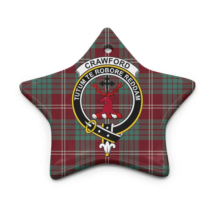 Scottish Crawford Clan Crest Tartan Ceramic Ornament Star Shape Tartan Plaid