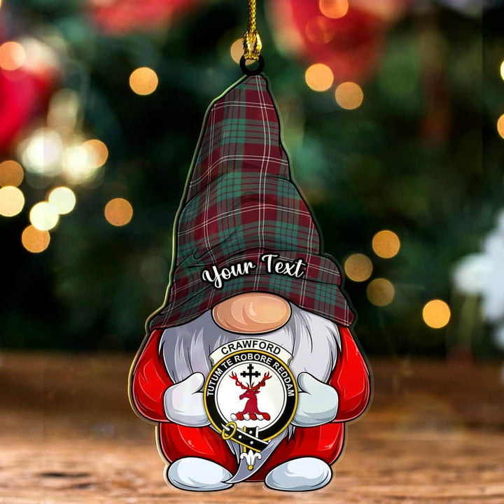 Scottish Crawford Clan Crest Tartan Christmas Gnome Ornament Custom Personalized Tartan Plaid 2