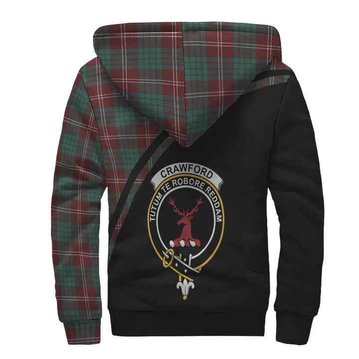 Scottish Crawford Clan Crest Tartan Curve Sherpa Hoodie