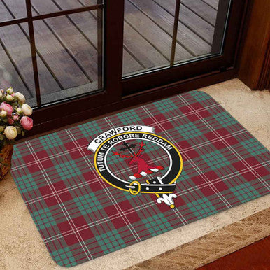 Scottish Crawford Clan Crest Tartan Door Mat Tartan Plaid 1