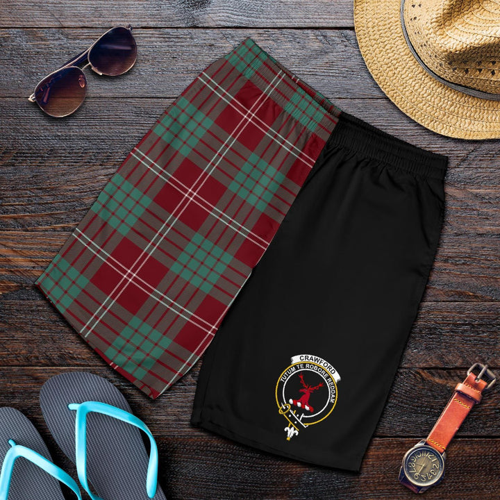 Scottish Crawford Clan Crest Tartan Half of Me Men's Shorts