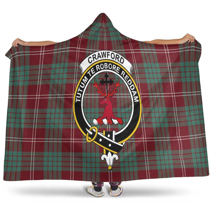 Scottish Crawford Clan Crest Tartan Hooded Blanket Tartan Plaid 1