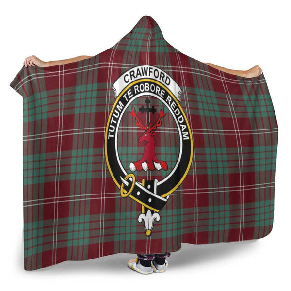 Scottish Crawford Clan Crest Tartan Hooded Blanket Tartan Plaid 2