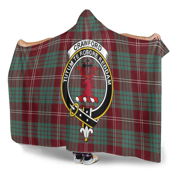 Scottish Crawford Clan Crest Tartan Hooded Blanket Tartan Plaid 3