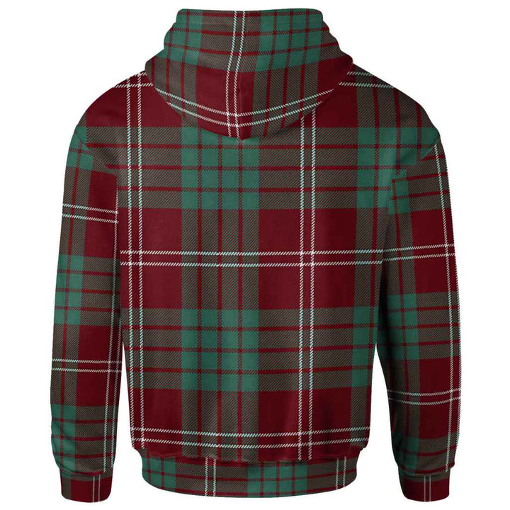 Scottish Crawford Clan Crest Tartan Hoodie Back Side Tartan Plaid
