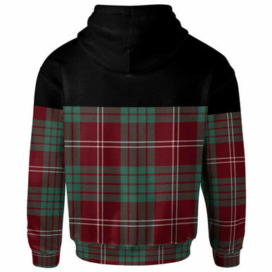 Scottish Crawford Clan Crest Tartan Hoodie - Horizontal Style Back Side Tartan Plaid