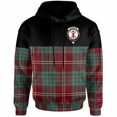 Scottish Crawford Clan Crest Tartan Hoodie - Horizontal Style Front Side Tartan Plaid